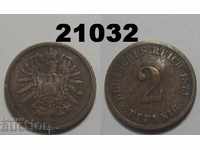 RR! Germania avariată 2 pfennig 1873 C