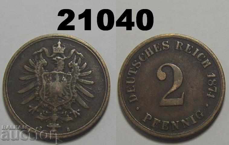 Германия 2 пфенига 1874 B