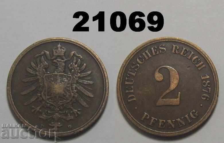 Германия 2 пфенига 1876 D