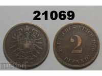 Германия 2 пфенига 1876 D