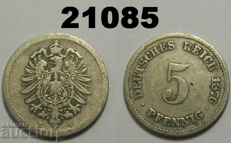 Германия 5 пфенига 1876 G