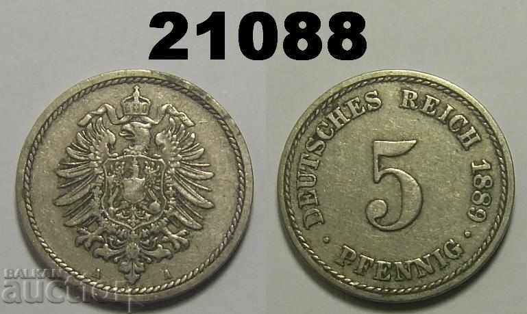 Германия 5 пфенига 1889 A