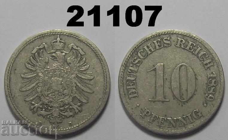Германия 10 пфенига 1889 D