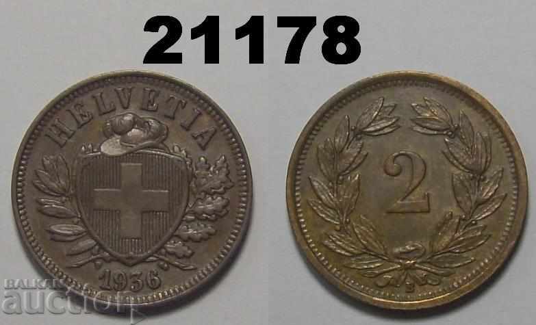 Switzerland 2 Rapen 1936 XF + / AU