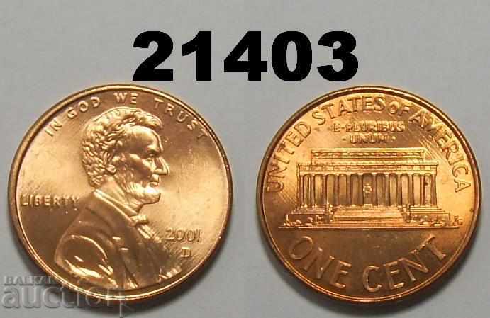 САЩ 1 цент 2001 D