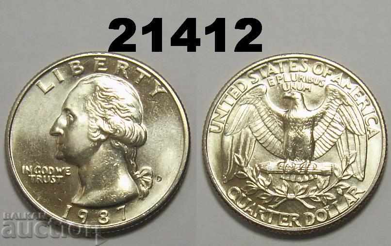 САЩ ¼ долар 1987 D UNC