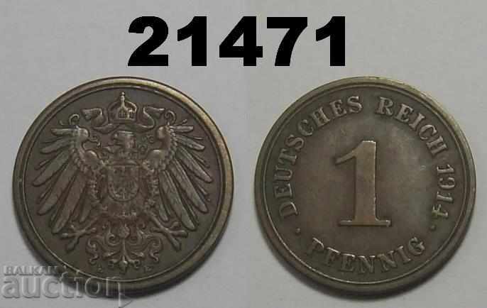 Германия 1 пфениг 1914 E