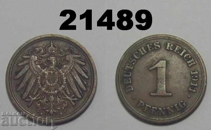 Германия 1 пфениг 1911 E