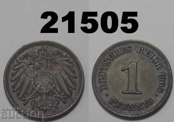 Германия 1 пфениг 1908 D