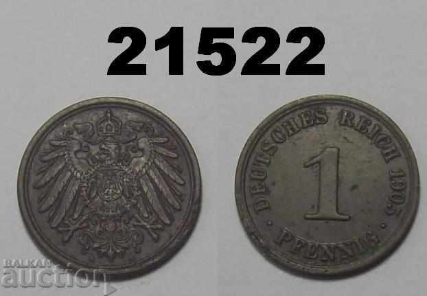 Германия 1 пфениг 1905 A