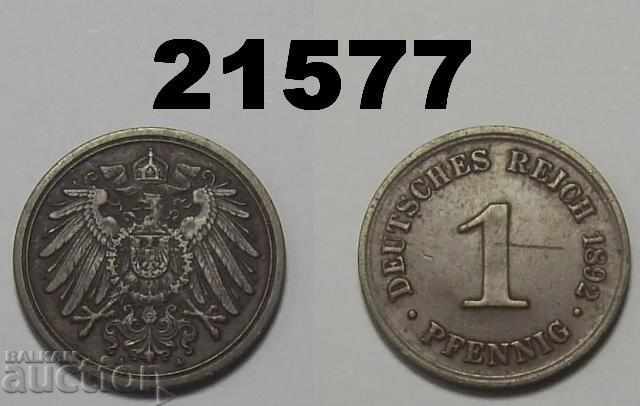 Германия 1 пфениг 1892 A