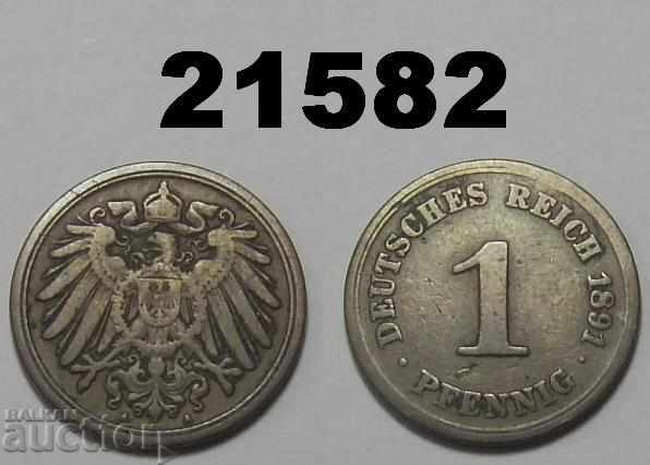 Германия 1 пфениг 1891 A