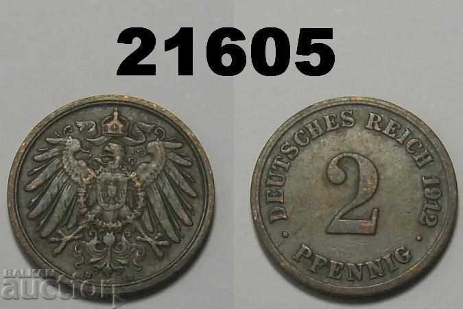 Germany 2 pfennigs 1912 D