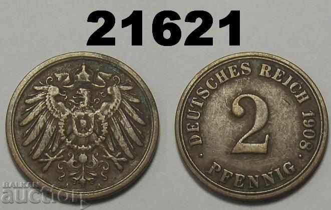 Германия 2 пфенига 1908 A