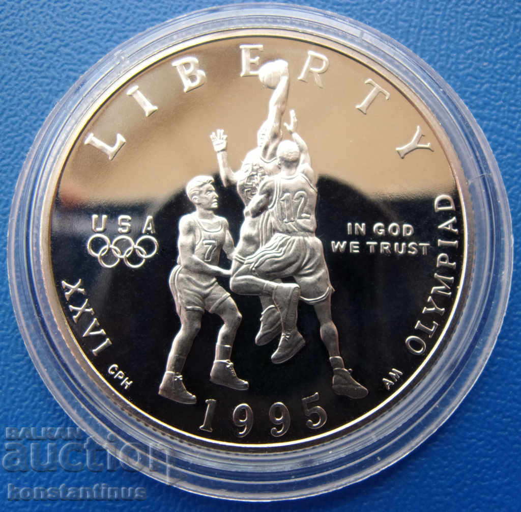 САЩ  ½  Долар  1995  Баскетбол  UNC PROOF Rare с цена € 20.45 | 40.00 лв.