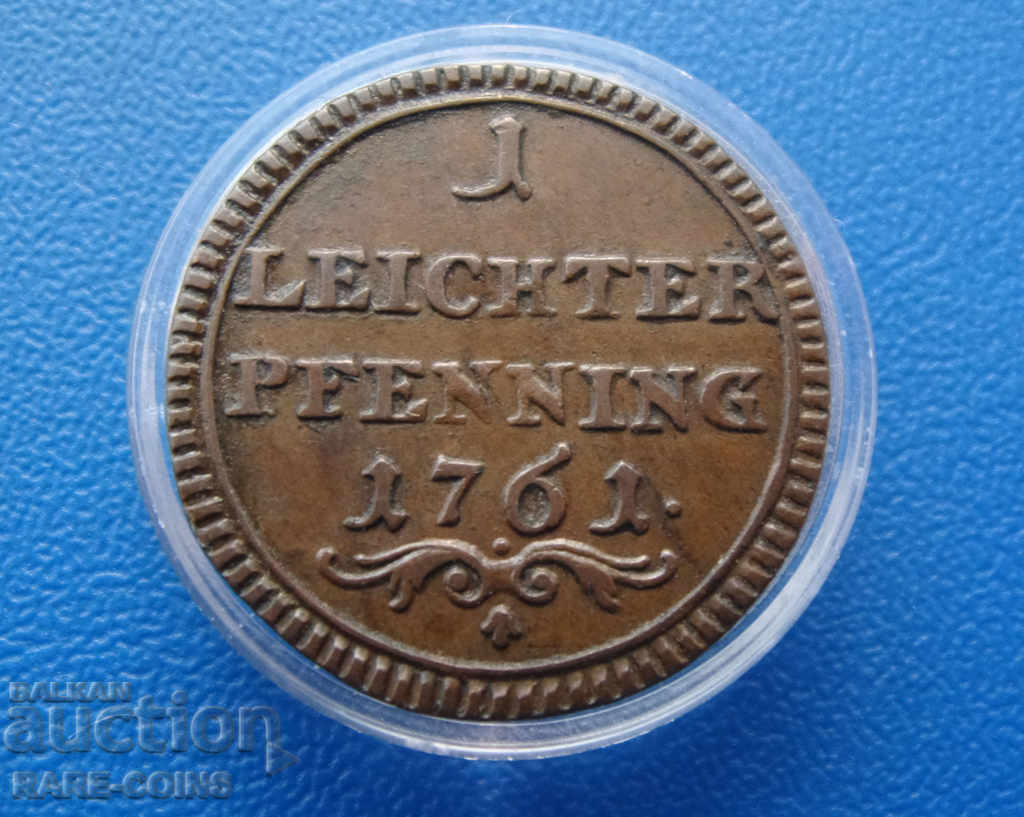 Bistum-Bamberg Adam Friedrich 1 Pfennig 1761 Rare Original