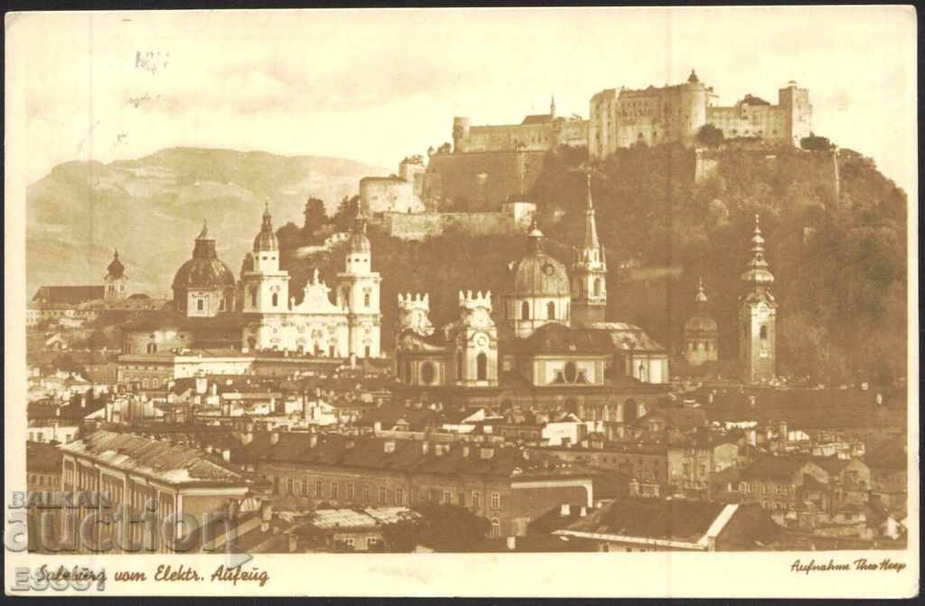 Carte poștală de călătorie Salzburg cu marca Hitler Austria