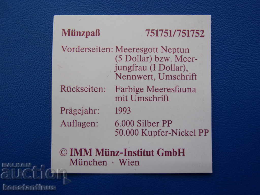 Auction  Palau 1 Dollar 1993 UNC Rare