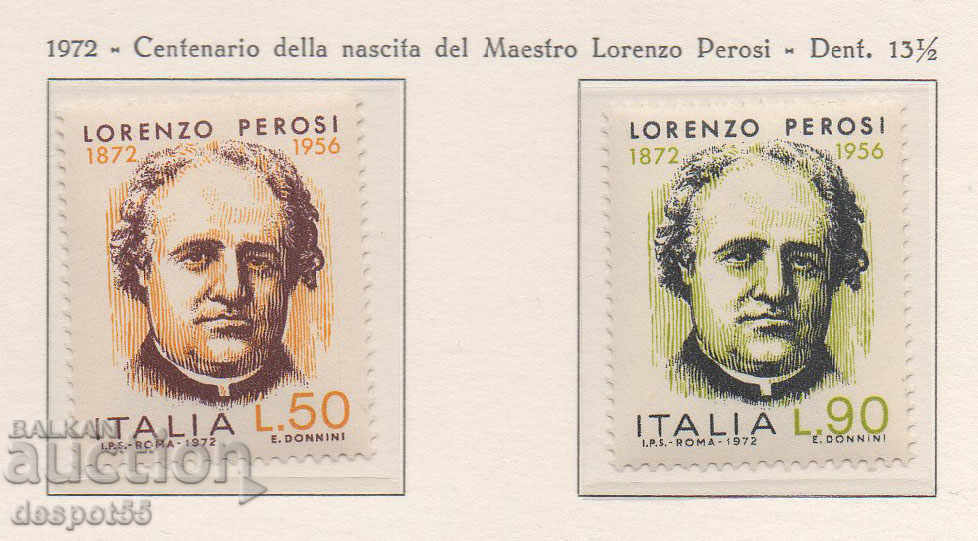 1972. Италия. 100-годишнината от рождението на Перози.