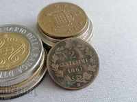 Монета - Италия - 2 чентесими | 1861г.