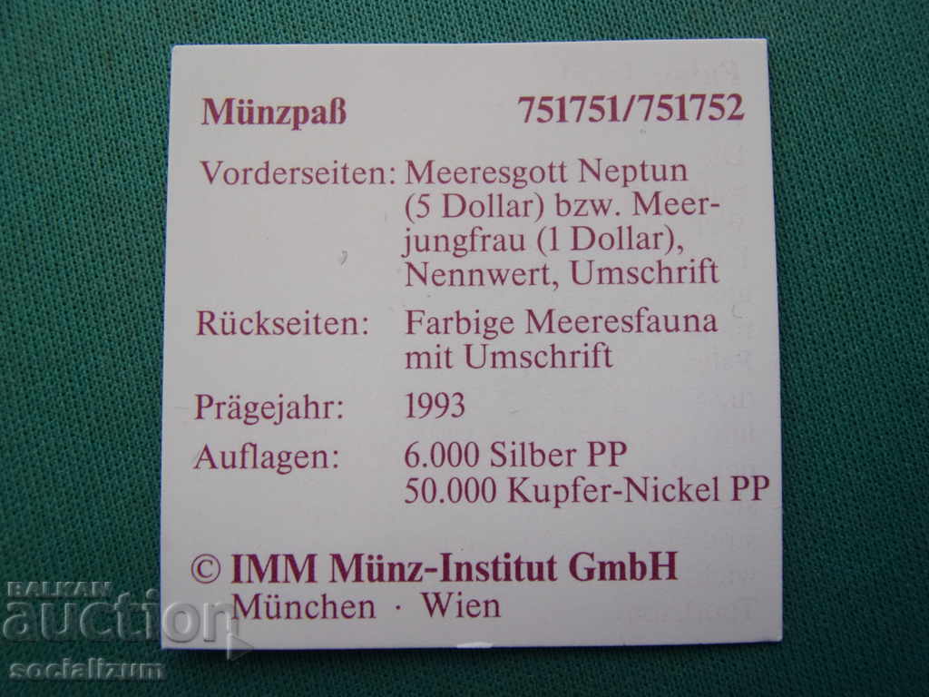 Аукцион Палау 1 Долар 1993 UNC Rare