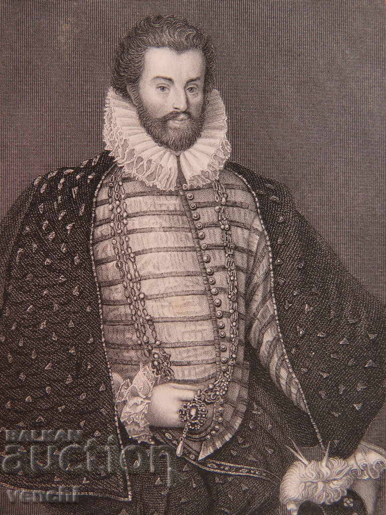 1835 - ENGRAVING - Christopher Hutton (1540 - 1591) - ORIGINAL