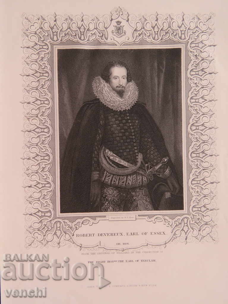 Licitație 1835 - GRAVURĂ - Robert Devereux - ORIGINAL + Licitație 1835 - GRAVURĂ - Robert Devereux - ORIGINAL +