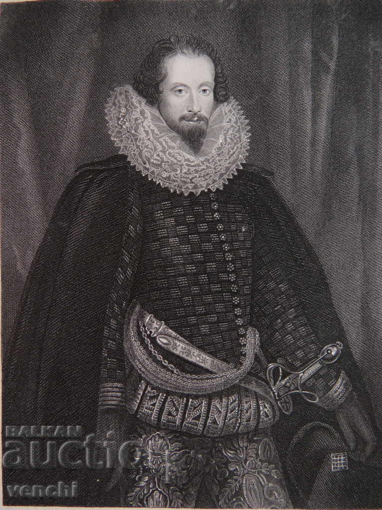 1835 - GRAVURĂ - Robert Devereux - ORIGINAL + 1835 - GRAVURĂ - Robert Devereux - ORIGINAL +