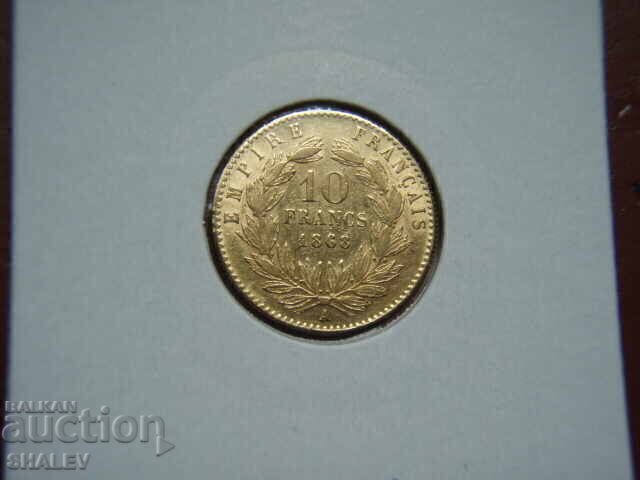 Licitație 10 franci 1868 A Franța (10 franci Franța) - XF/AU (aur) Licitație 10 franci 1868 A Franța (10 franci Franța) - XF/AU (aur)