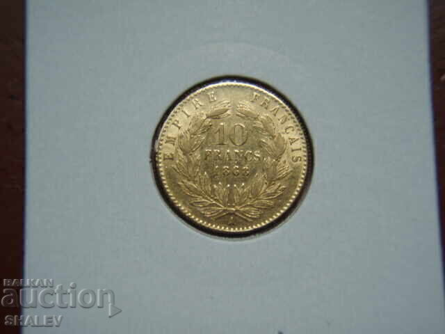 10 franci 1868 A Franța (10 franci Franța) - XF/AU (aur) 10 franci 1868 A Franța (10 franci Franța) - XF/AU (aur)