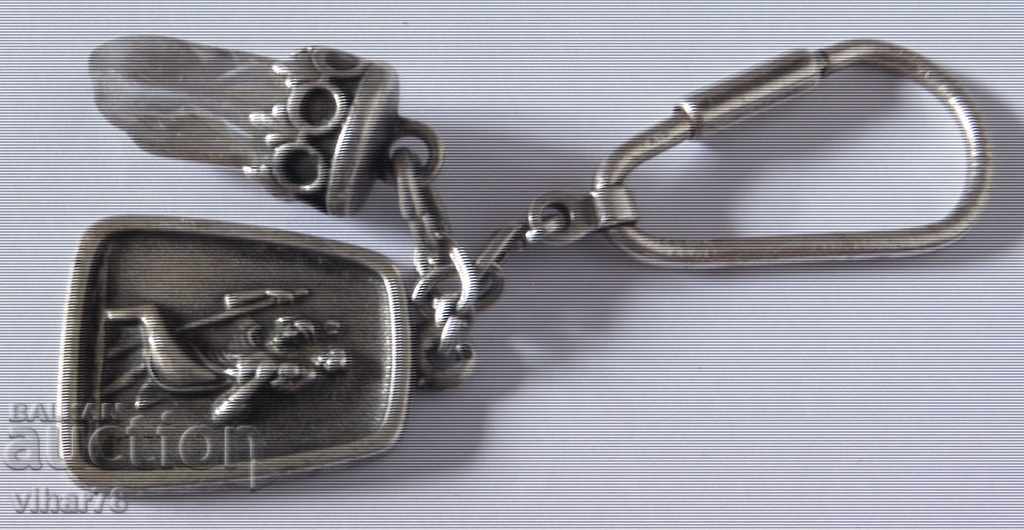 Auction  OLD SILVER KEYCHAIN - ONLY HOLDER IS NOT