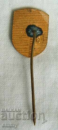 Auction Badge Hizhestroitel BTS Bulgarian Tourist Union, enamel Auction Badge Hizhestroitel BTS Bulgarian Tourist Union, enamel