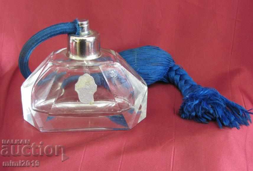 Sticla de parfum de cristal vintage cu eticheta
