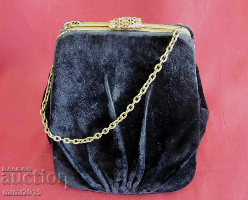 Vintage Women's Mini Bag Velvet and Bronze