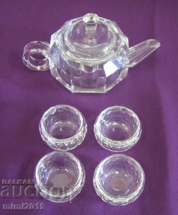 Vintage Crystal Japanese Sake Service - 6