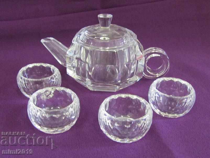 Vintage Crystal Japanese Sake Service - 7