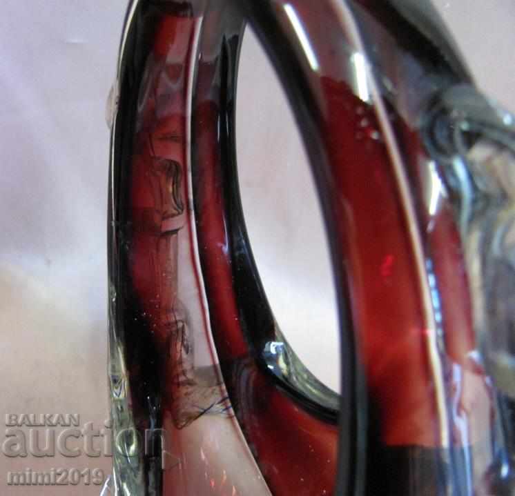 Delivery of Vintage Morano Crystal Glass Bowl, Basket Delivery of Vintage Morano Crystal Glass Bowl, Basket