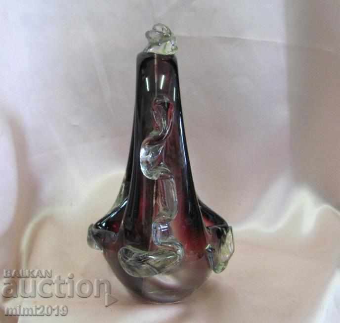 Vintage Morano Crystal Glass Bowl, Basket - 5 Vintage Morano Crystal Glass Bowl, Basket - 5