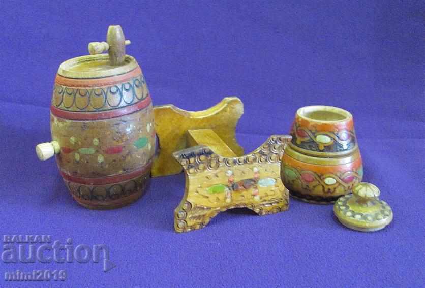 Auction  Vintage Folk Art Wooden Mini Souvenirs