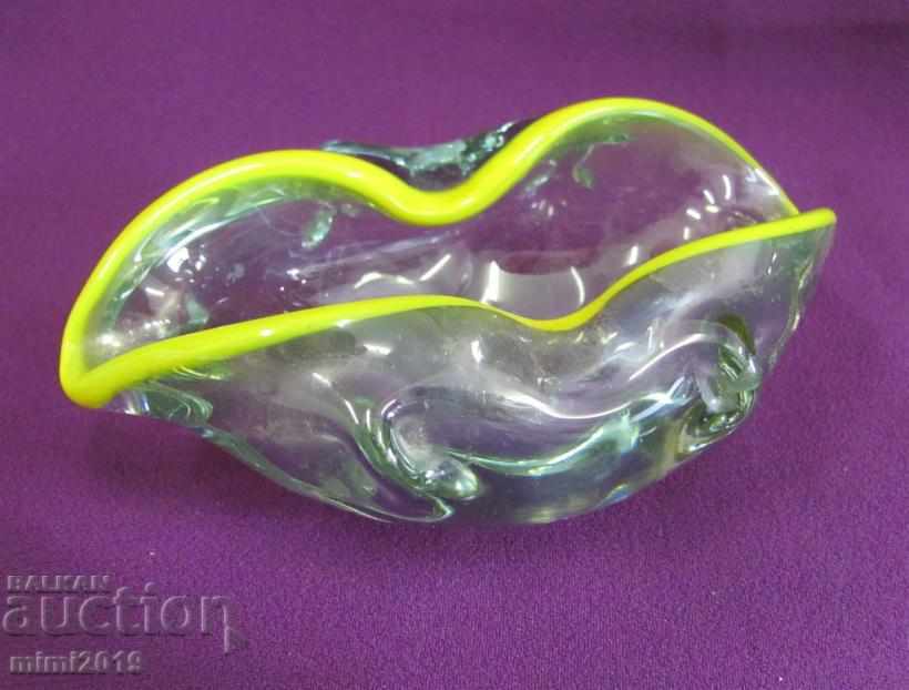 Screw Crystal Morano Glass Ashtray - 5 Screw Crystal Morano Glass Ashtray - 5