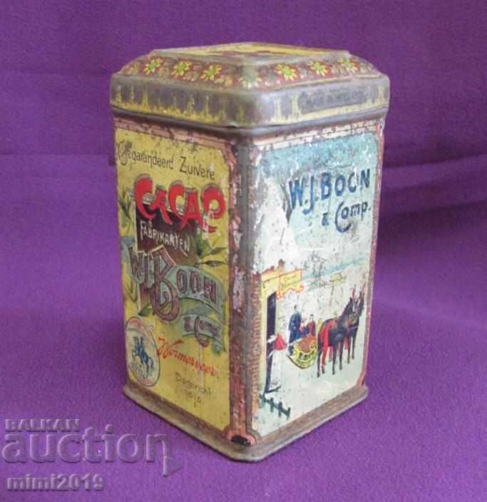 Auction Old Metal Cocoa Box Auction Old Metal Cocoa Box