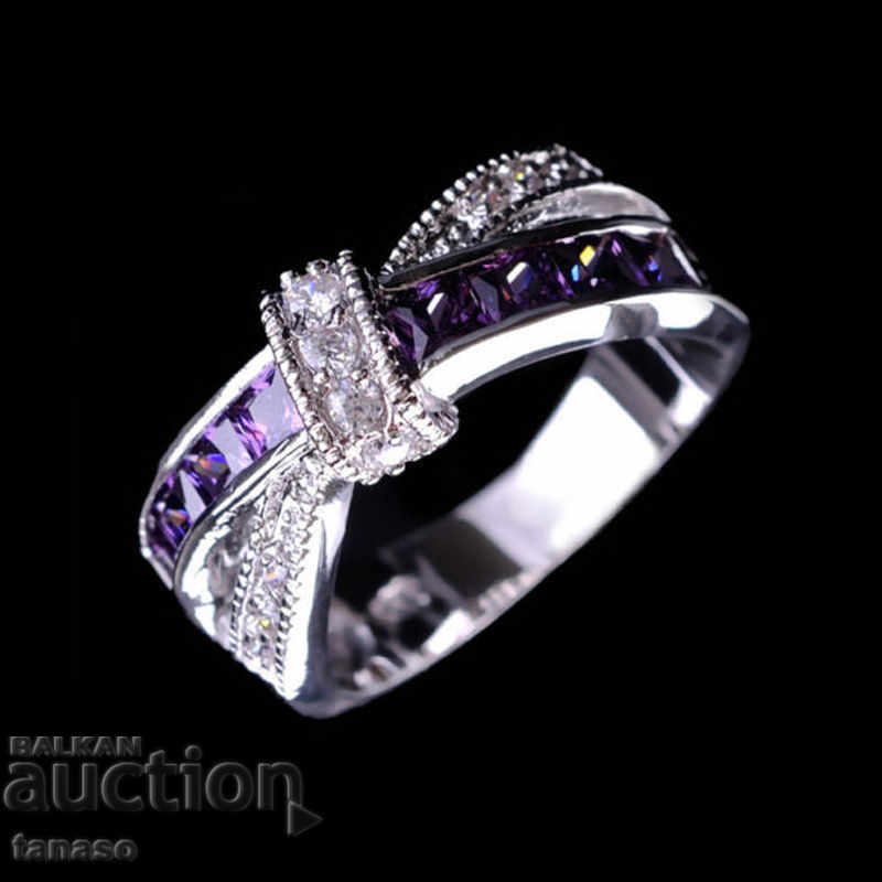 Ring with purple amethyst, white gilding with price 25.00 BGN | € 12.78 Ring with purple amethyst, white gilding with price 25.00 BGN | € 12.78