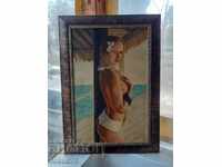 Picture "Girl" oil on canvas signature frame