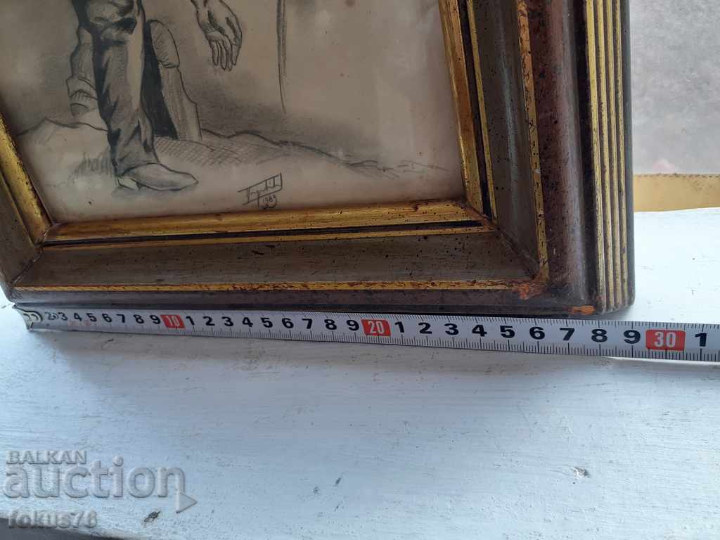 Old picture drawing signature nice wooden frame - 6 Old picture drawing signature nice wooden frame - 6