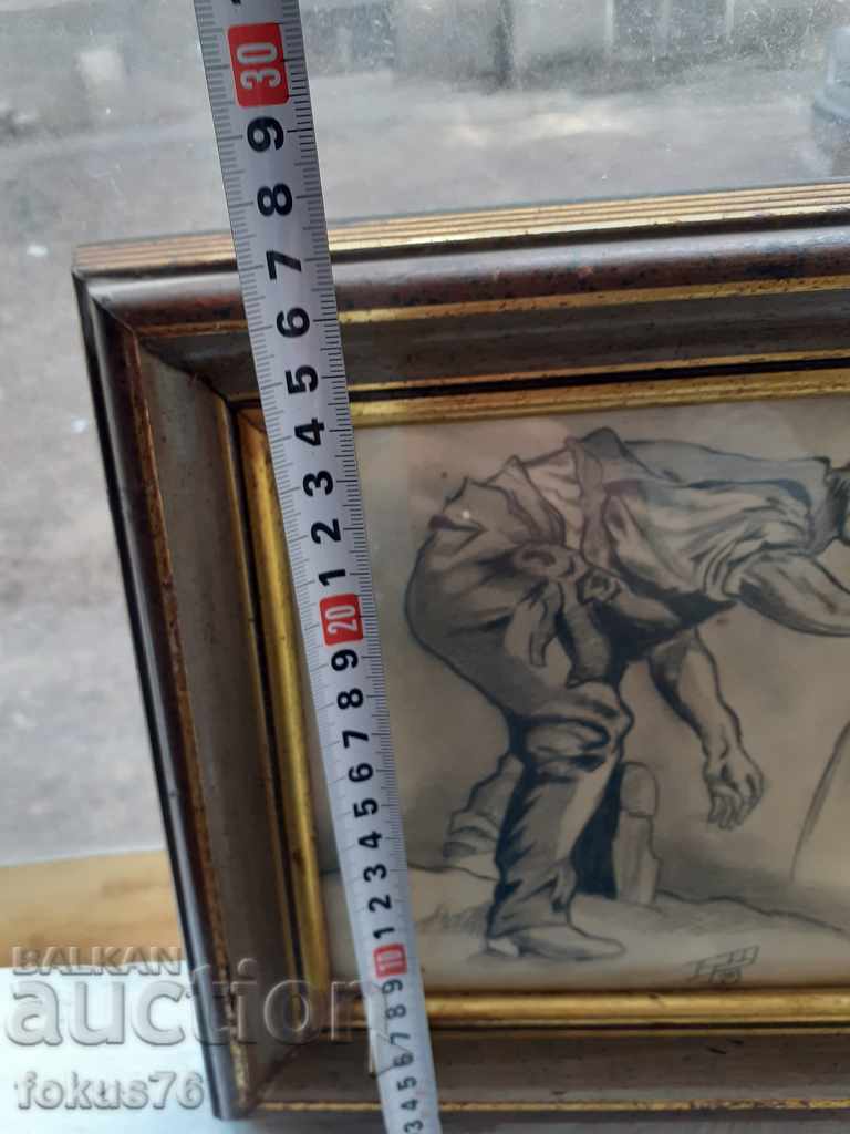 Old picture drawing signature nice wooden frame - 7 Old picture drawing signature nice wooden frame - 7