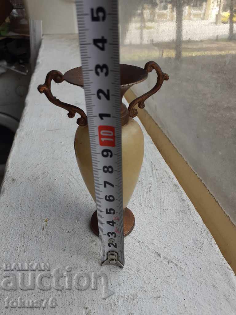 Old small vase amphora onyx bronze - 7