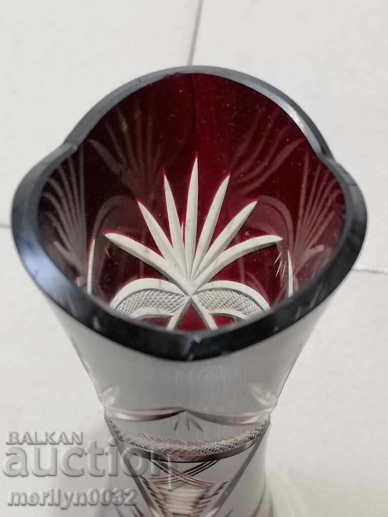 Bohemian crystal vase, glass, Czechoslovakia, USSR 21 cm high with price 118.00 BGN | € 60.33 Bohemian crystal vase, glass, Czechoslovakia, USSR 21 cm high with price 118.00 BGN | € 60.33