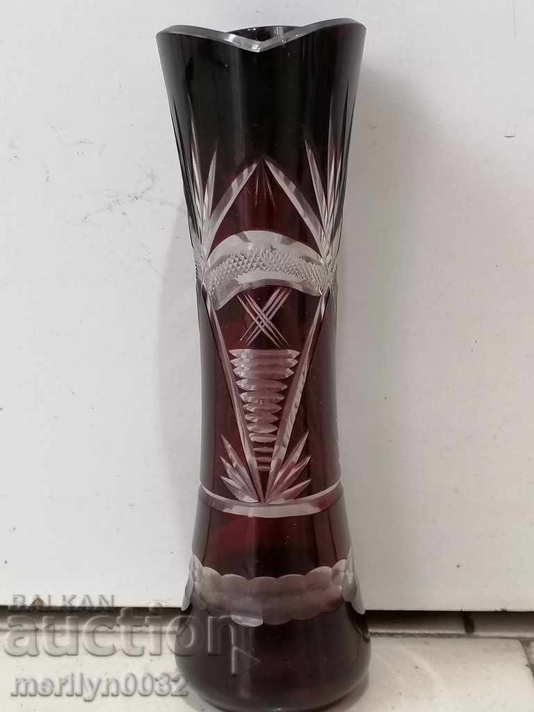 Auction Bohemian crystal vase, glass, Czechoslovakia, USSR 21 cm high Auction Bohemian crystal vase, glass, Czechoslovakia, USSR 21 cm high