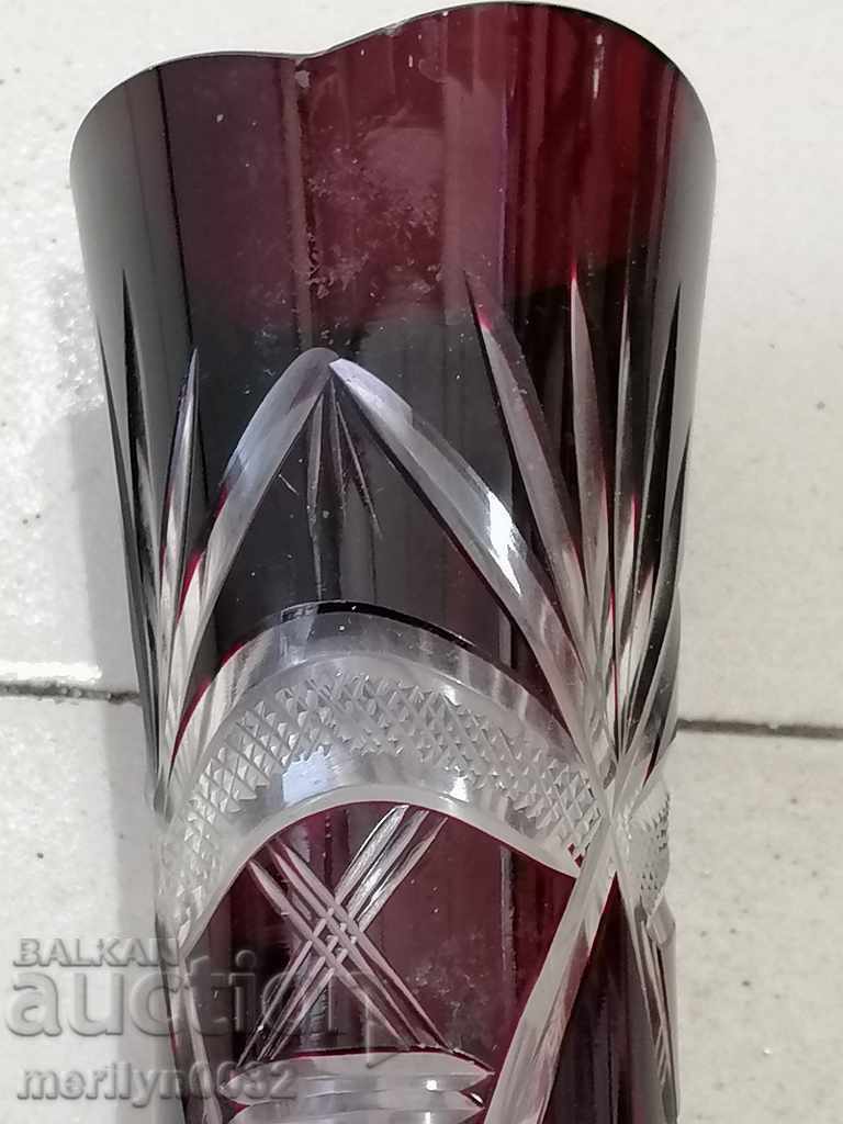 Bohemian crystal vase, glass, Czechoslovakia, USSR 21 cm high - 5 Bohemian crystal vase, glass, Czechoslovakia, USSR 21 cm high - 5