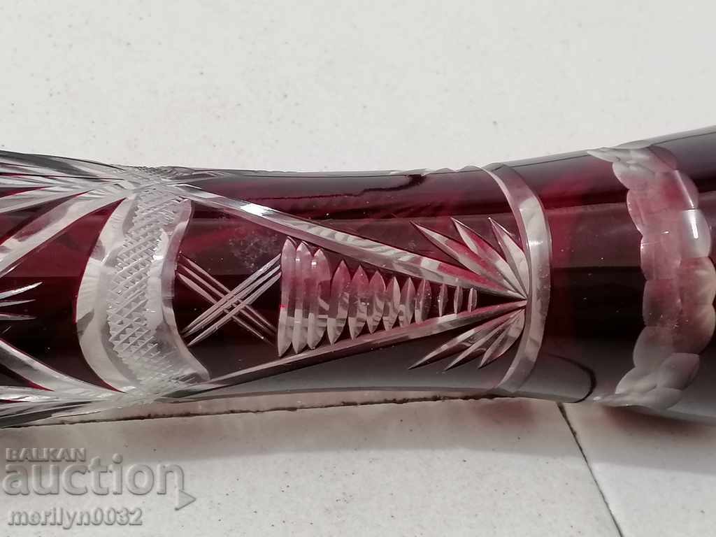 Bohemian crystal vase, glass, Czechoslovakia, USSR 21 cm high - 6 Bohemian crystal vase, glass, Czechoslovakia, USSR 21 cm high - 6